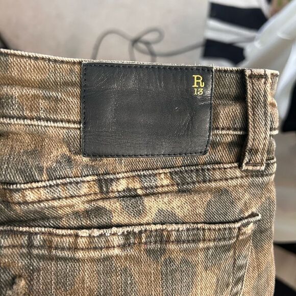 R13 Late Skinny Leopard Print Jeans Mob Wife - Picture 5 of 7